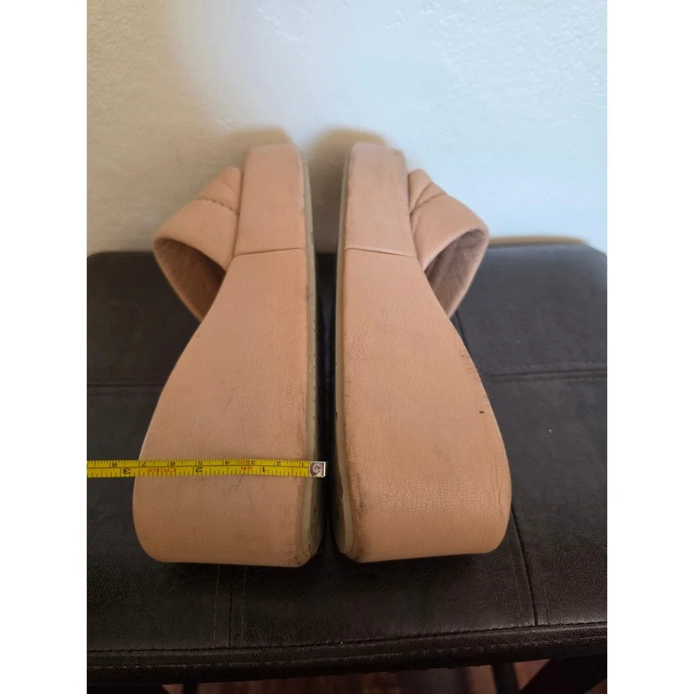 Pedro Garcia Platform Tan Beige Boho Cottage Chuncky Leather Sandals sz 9-9.5